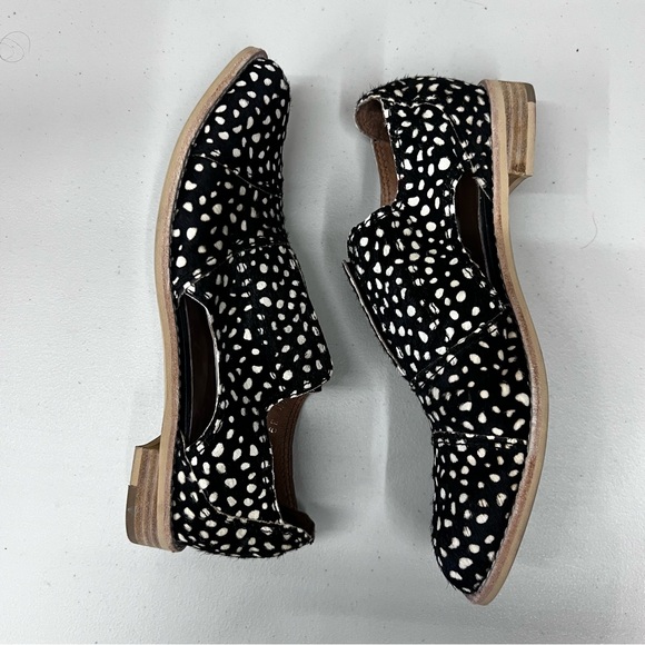 All Black Fur Cutout Cowman Animal Print Oxford Loafers Size 39.5 - Picture 8 of 10